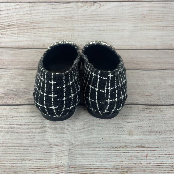 Larroude Lee Womens Sz 7.5 Flats Tweed Milano Black - Picture 6 of 12